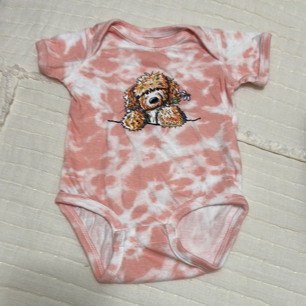 Cute Pink Tie-Dye Puppy Bodysuit